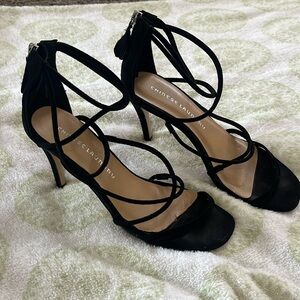 Black strap stiletto heels